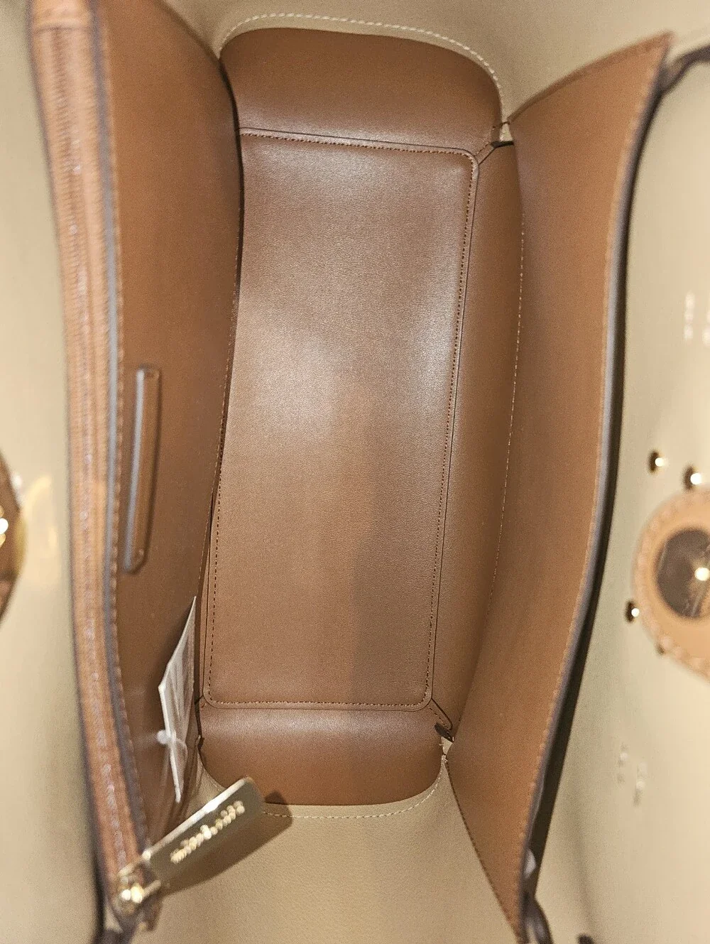 NEW Michael Kors Reed Large Tote Bag Tan/Gold